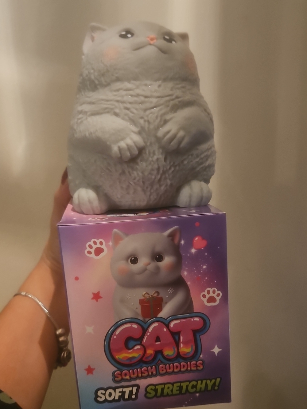 Soft Stretchy Gray Cat Toy - Squishy Stress Relief